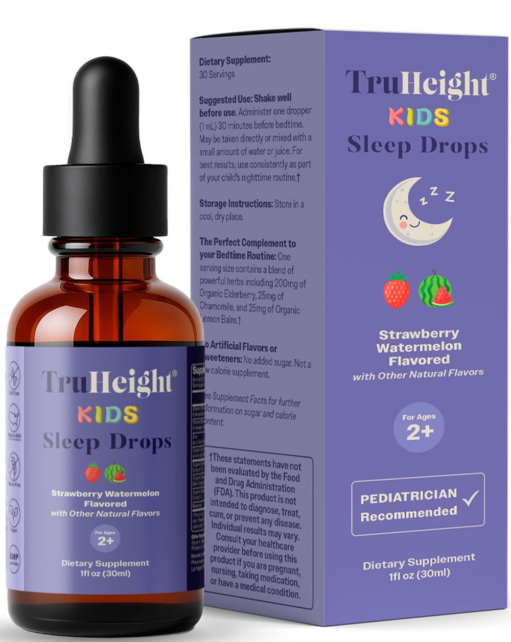 TruHeight Kids Sleep Tincture bottle shown for a soothing bedtime routine