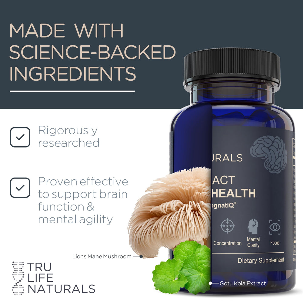 TRULIFE NATURALS NEUROACT label detail shows CognatiQ and B3/B6.