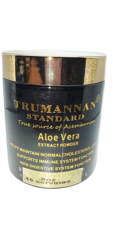 Trumannan Standard Aloe Vera powder jar with acemannan-rich formula for digestive support.