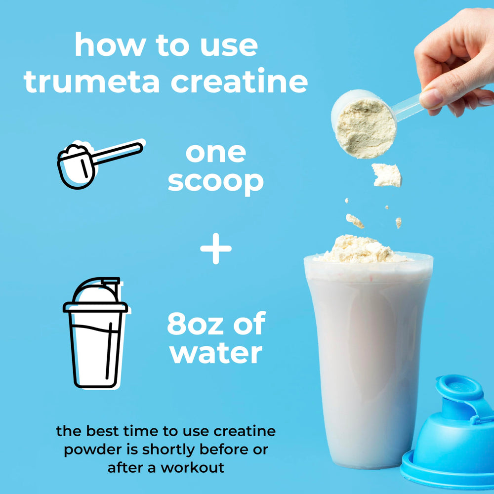 TRUMETA creatine monohydrate powder packaged for daily use and training
