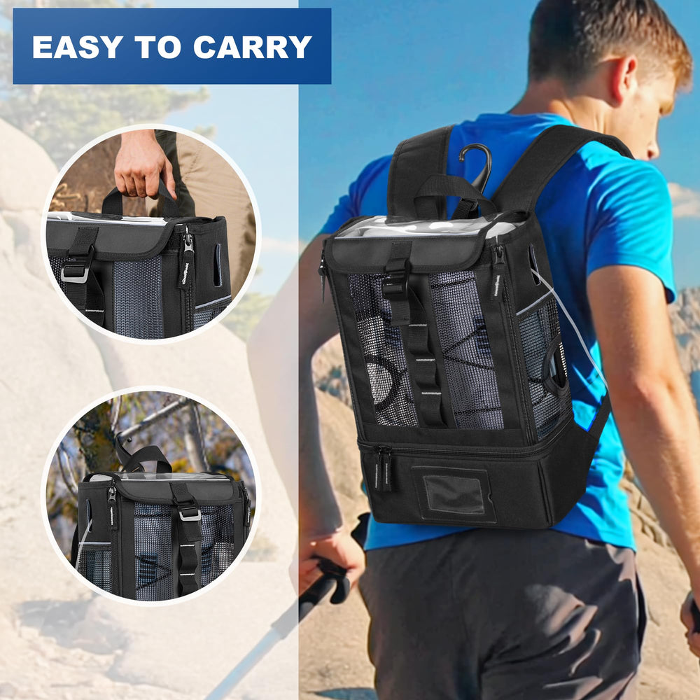 Trunab bottom zipper compartment for batteries and cables