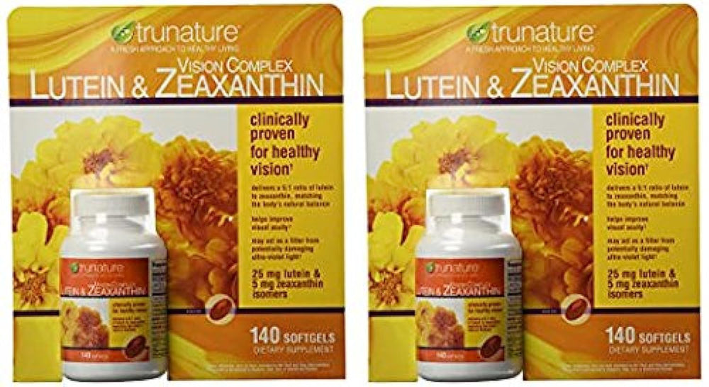 Trunature Vision Complex bottle pouring, supports eye comfort with lutein and zeaxanthin formulation