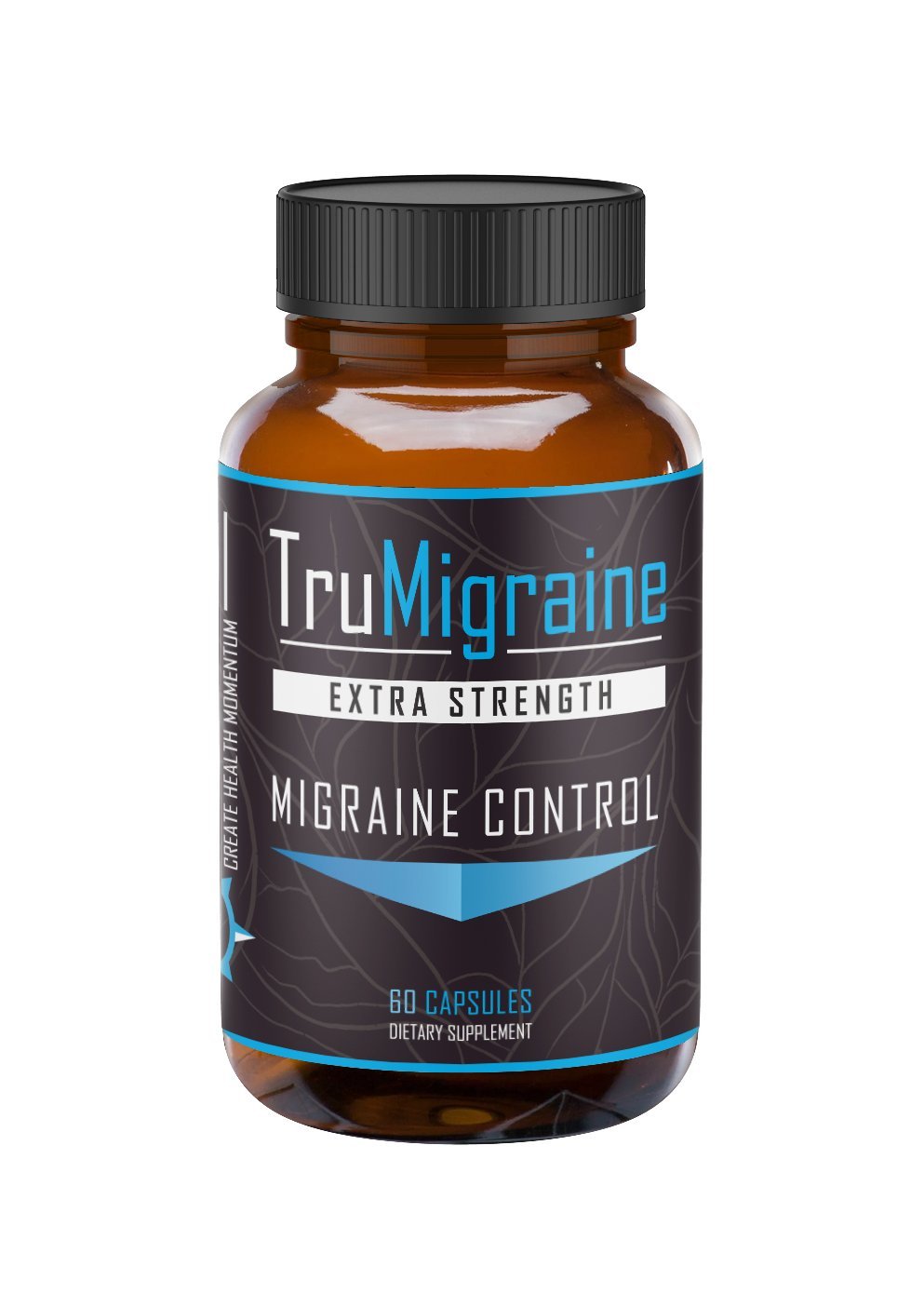 TruMigraine bottle front offers natural migraine support for daily relief