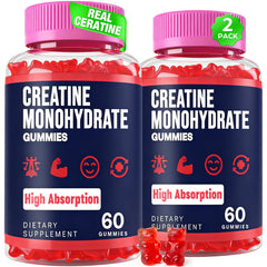 Trupretty Creatine Monohydrate Gummies bottle closeup highlighting potency and bioavailability.