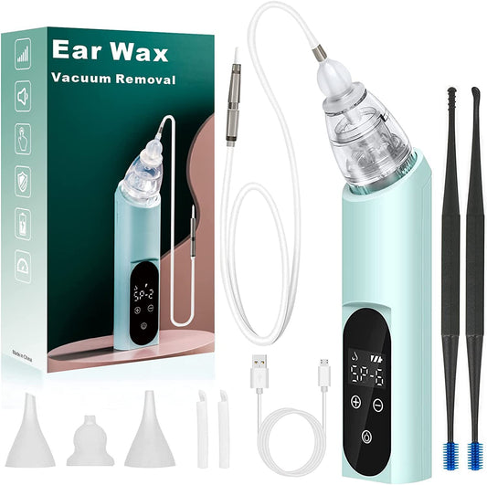 TrustV Ear Wax Vacuum blue front view, ergonomic design for gentle daily cleaning