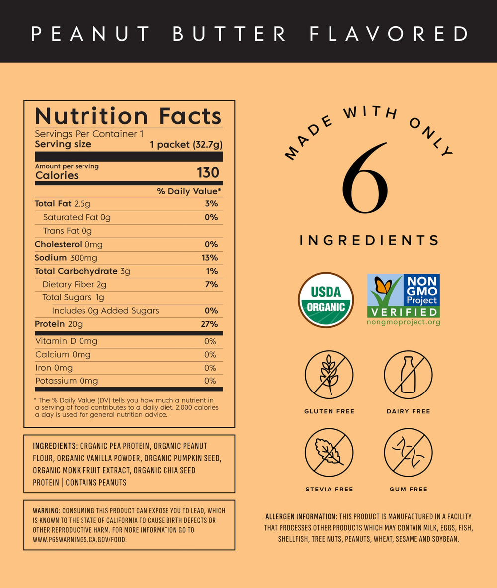 Truvani organic pea protein powder with measuring scoop for quick servings