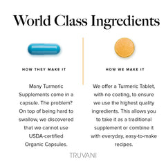 Truvani turmeric tablets dissolving into tea demonstrating versatile serving options