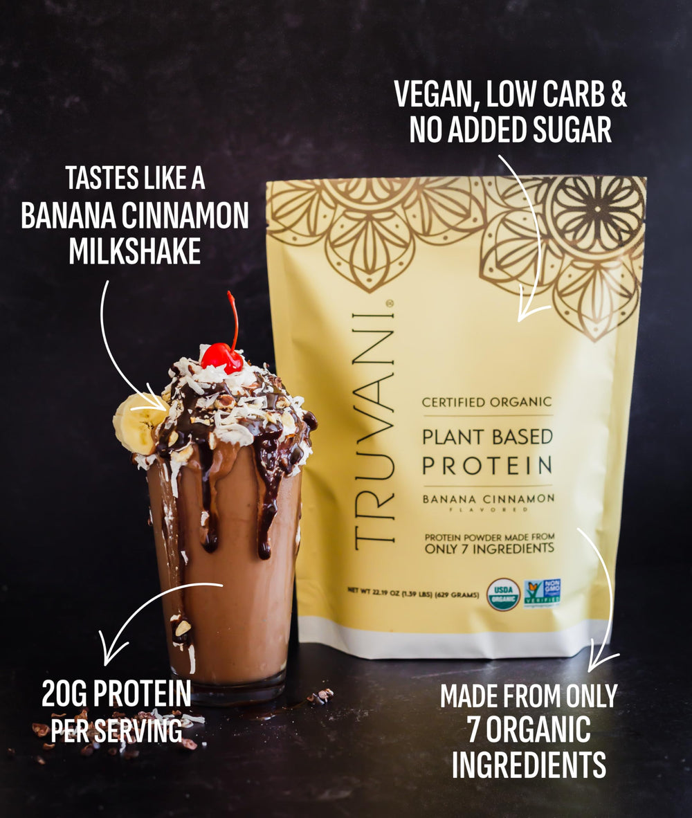Truvani banana cinnamon scoop highlights quick protein addition to smoothies