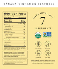 Truvani vegan pea protein banana cinnamon shake glass illustrates dairy-free nutrition
