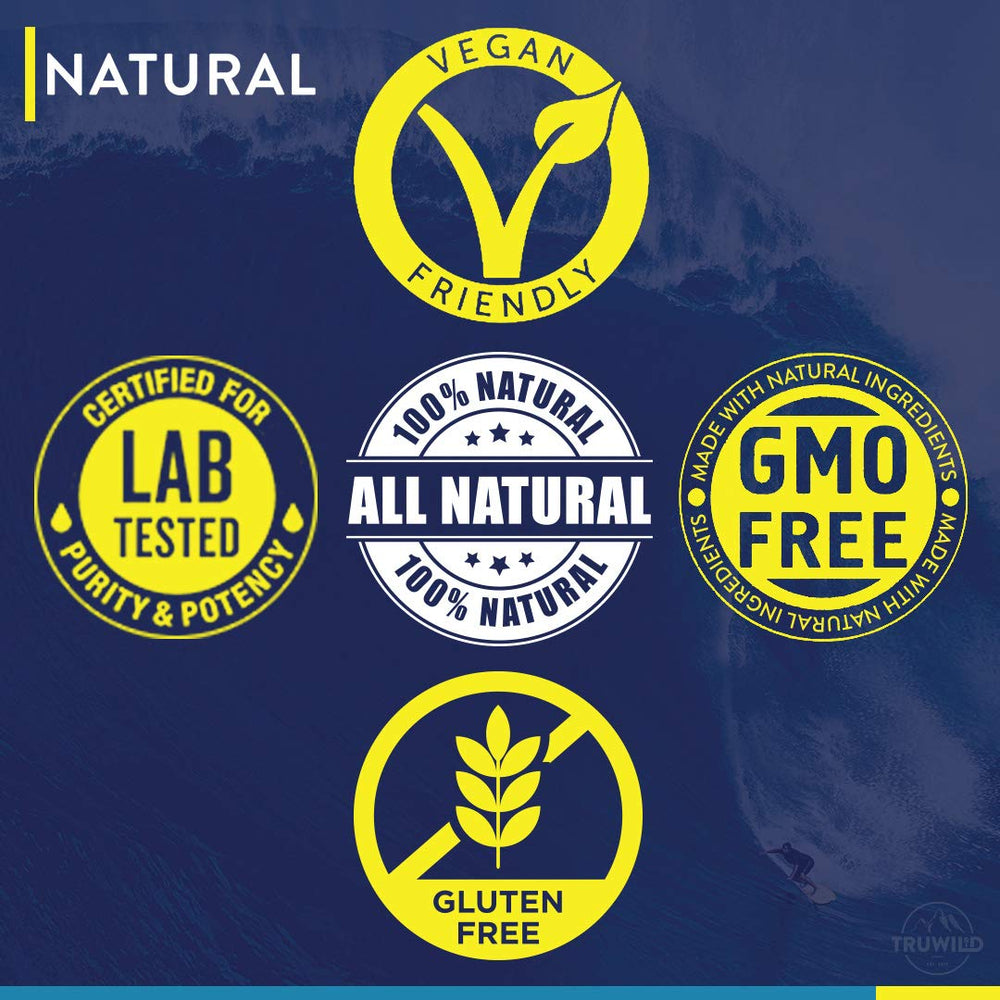 Close-up of the USA-made label on TruWild Hydrate packaging