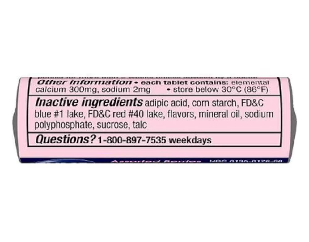 Tamper-evident seal on Tums bottle for security and freshness.