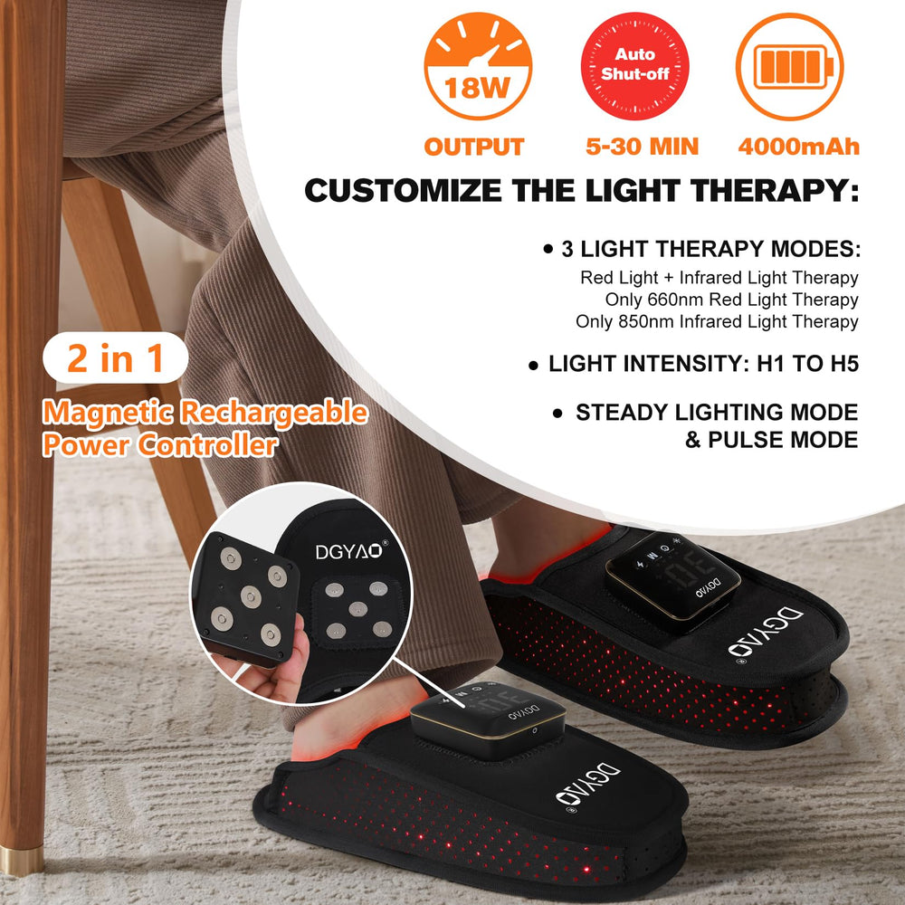 TUOB cordless red infrared foot slipper sole area close-up on soft padding