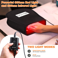 TUOB lamp beads close-up reveals 336 red and 168 infrared lights for intensity.