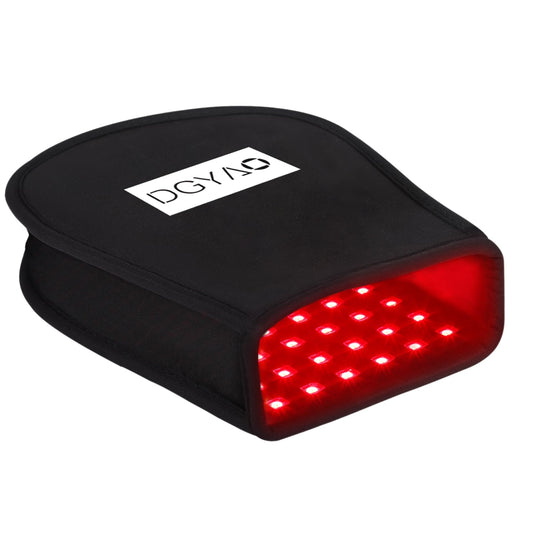 TUOB red infrared hand therapy pad front view shows full-hand coverage for sessions.