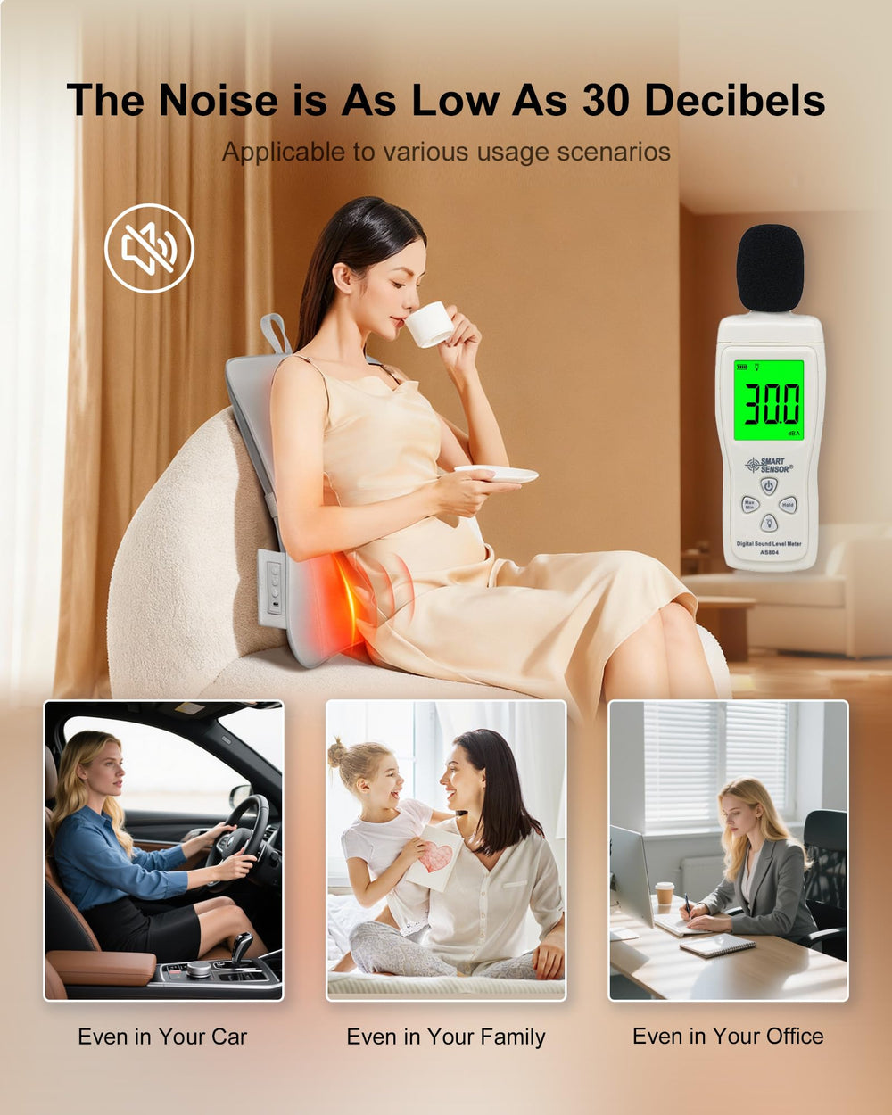TUOSEDA cordless back massager enables portable use anywhere.
