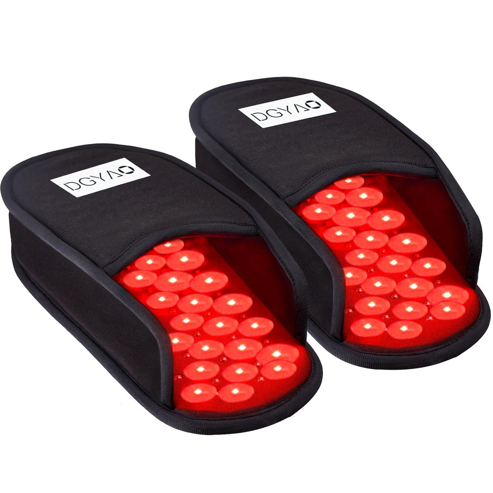TUOYR infrared foot pad setup with dual 660nm red and 880nm infrared LEDs for at home therapy