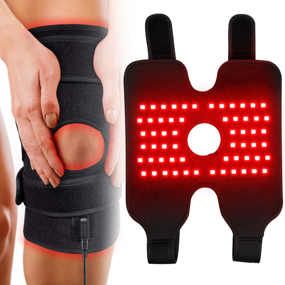 TUOYR near-infrared wrap on knee for targeted joint comfort.