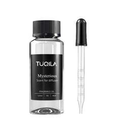 Tuqila Mysterious diffuser bottle pour illustrates easy application for instant scent diffusion.