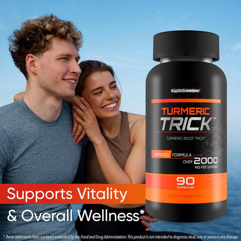 Turmeric Trick capsules held in hand for convenient supplementation.
