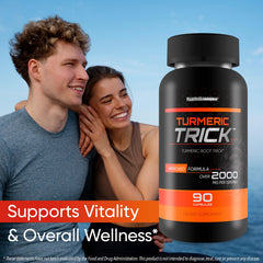 Turmeric Trick capsules held in hand for convenient supplementation.