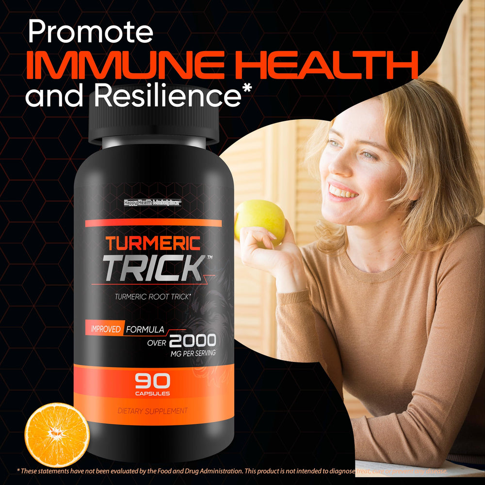 Turmeric Trick tablets on white background for easy dosing.