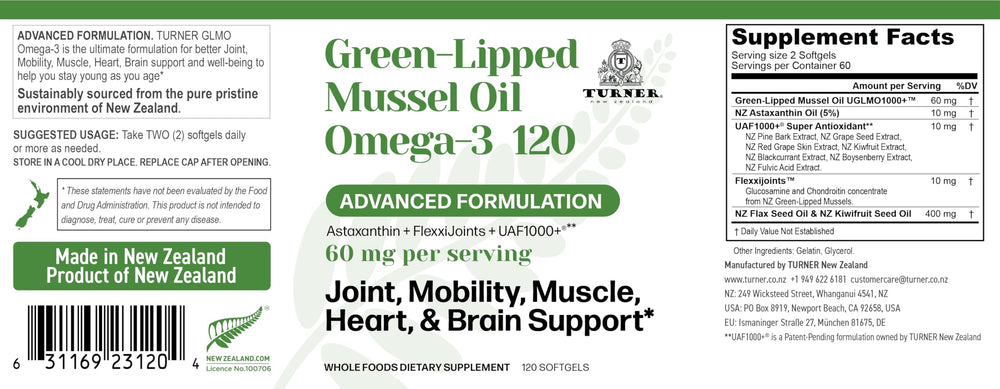 TURNER GLMO softgels highlight easy-swallow capsules for mobility