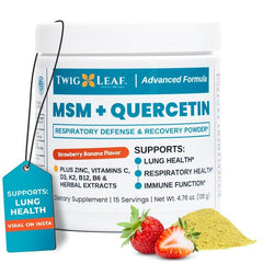 Twig & Leaf MSM Quercetin Powder bottle for daily immune support.