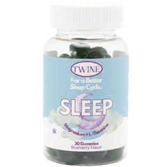 TWINE Sleep Gummies bottle with blueberry flavor supports a calm bedtime routine.