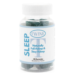 TWINE Sleep Gummies label highlights melatonin and herbal botanicals for winding down naturally.