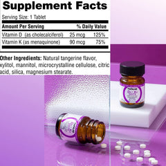 Twinlab Vit D3 1000 & K2 Dots label close-up showing ingredients for informed choices.