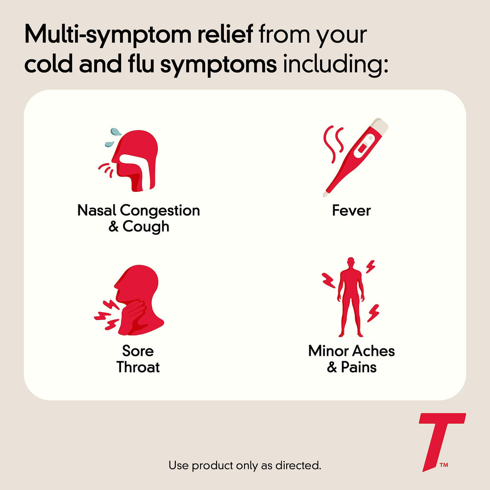 Tylenol Cold Flu Severe caplets ingredient list showing key actives.