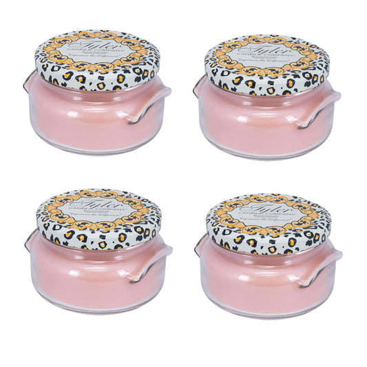 Tyler Pastel Peach 2-Wick 11 Oz Jar Candle, front view, elegant glass and soft aroma.