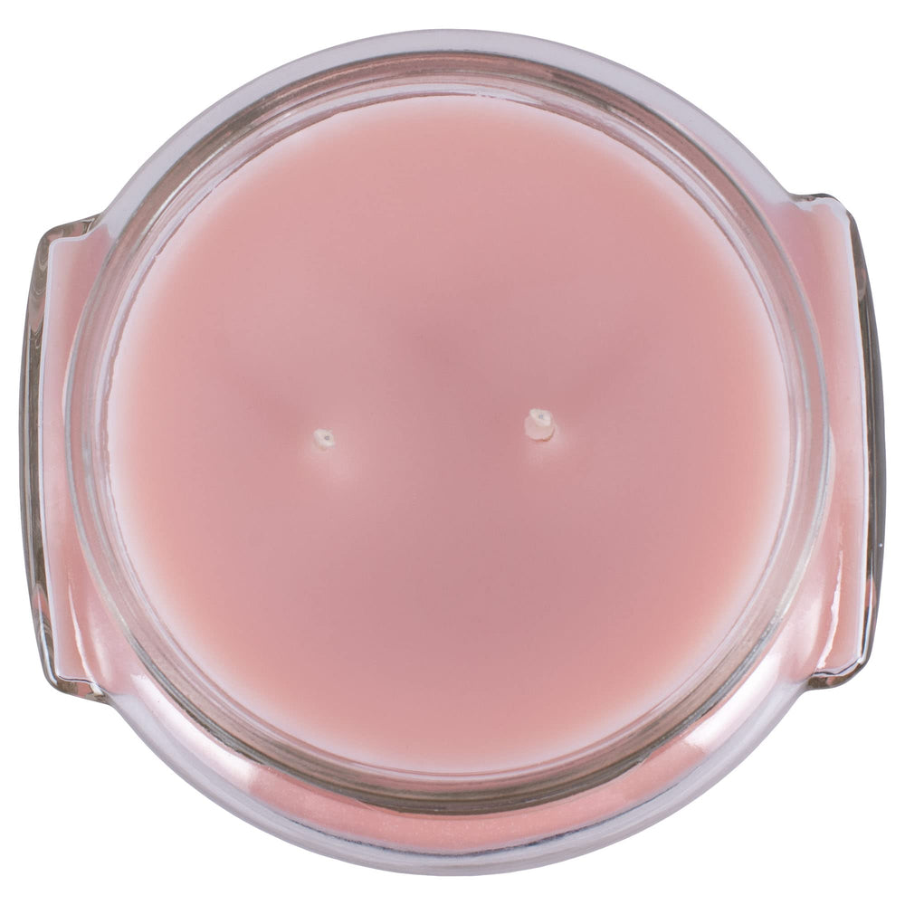 Tyler Pastel Peach 2-Wick candle label detail highlights premium craftsmanship.