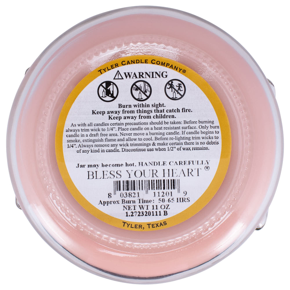 Tyler Pastel Peach 2-Wick jar candle mood-lit ambiance for cozy spaces.