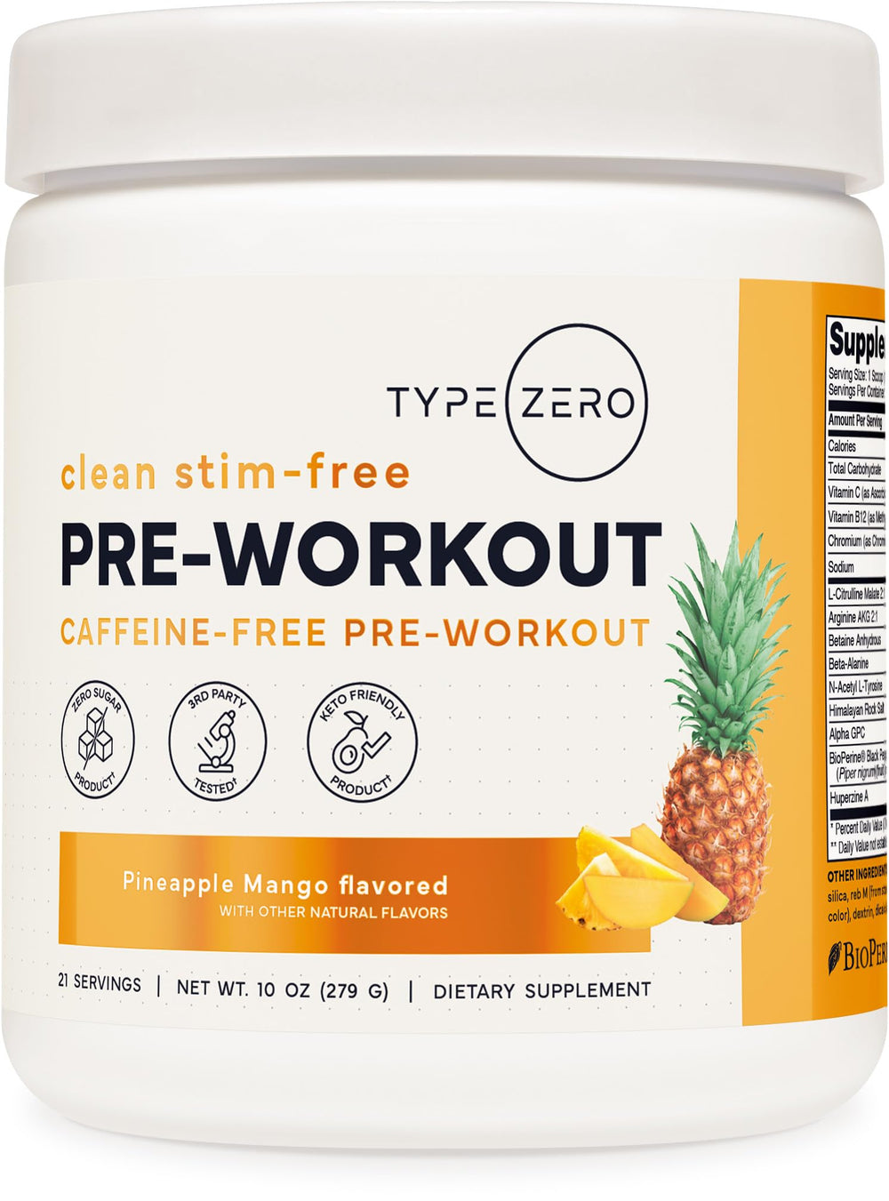 Type Zero jar on shelf emphasizing stimulant-free formulation.