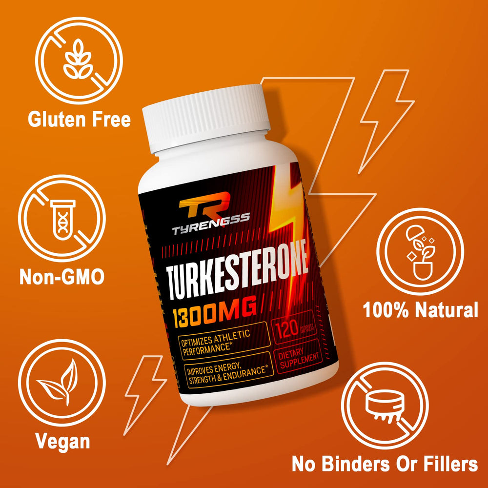 TyRengss capsules shown per serving, 1300 mg, supporting training goals.