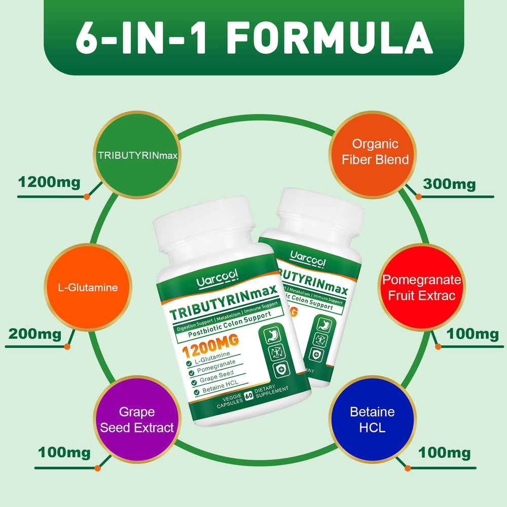 Uarcool TRIBUTYRINmax softgels close-up easy-to-swallow capsules for gut support