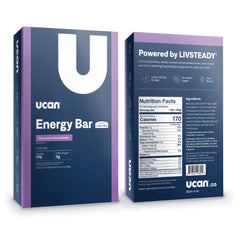 UCAN Energy Bars vegan non-soy claim represented on label.