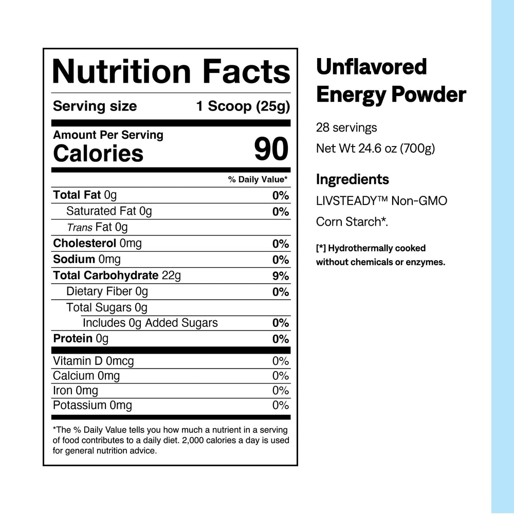 UCAN ingredient panel highlighting LIVSTEADY plant-based energy