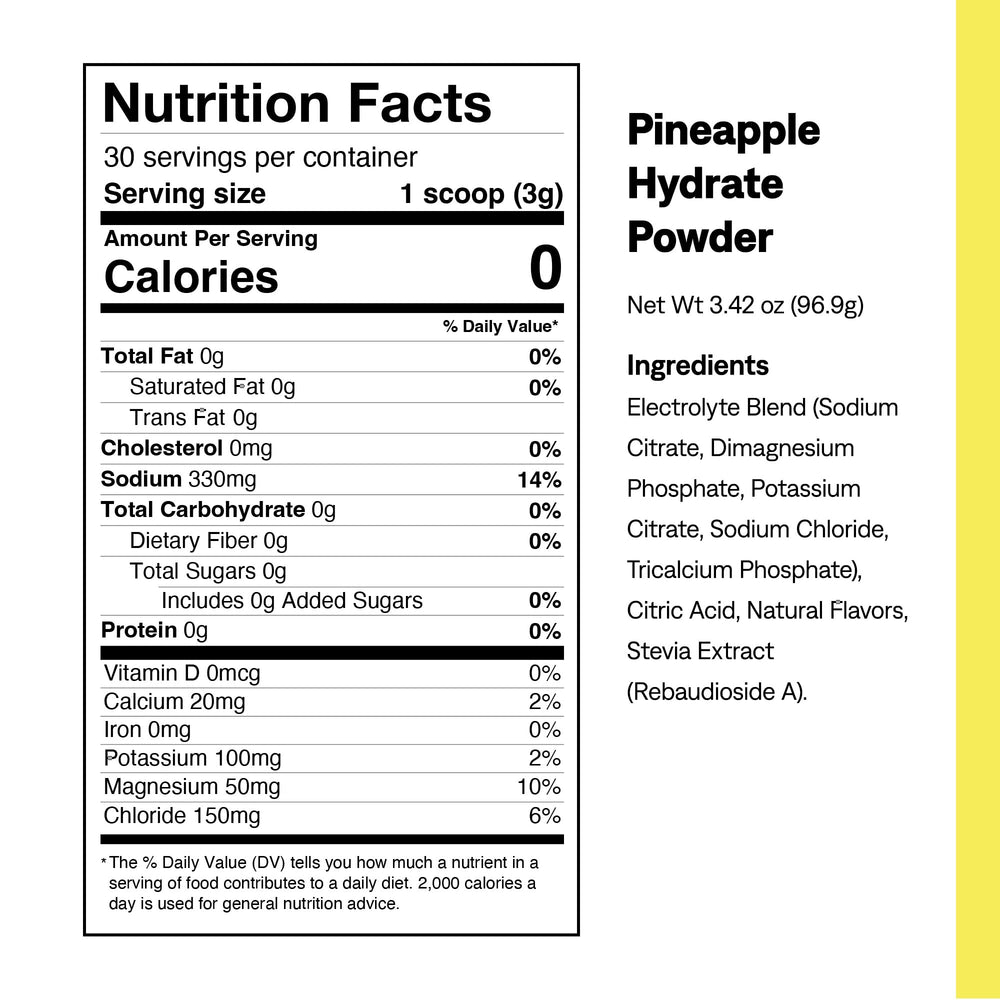 UCAN Hydrate nutrition label close-up highlights electrolytes.