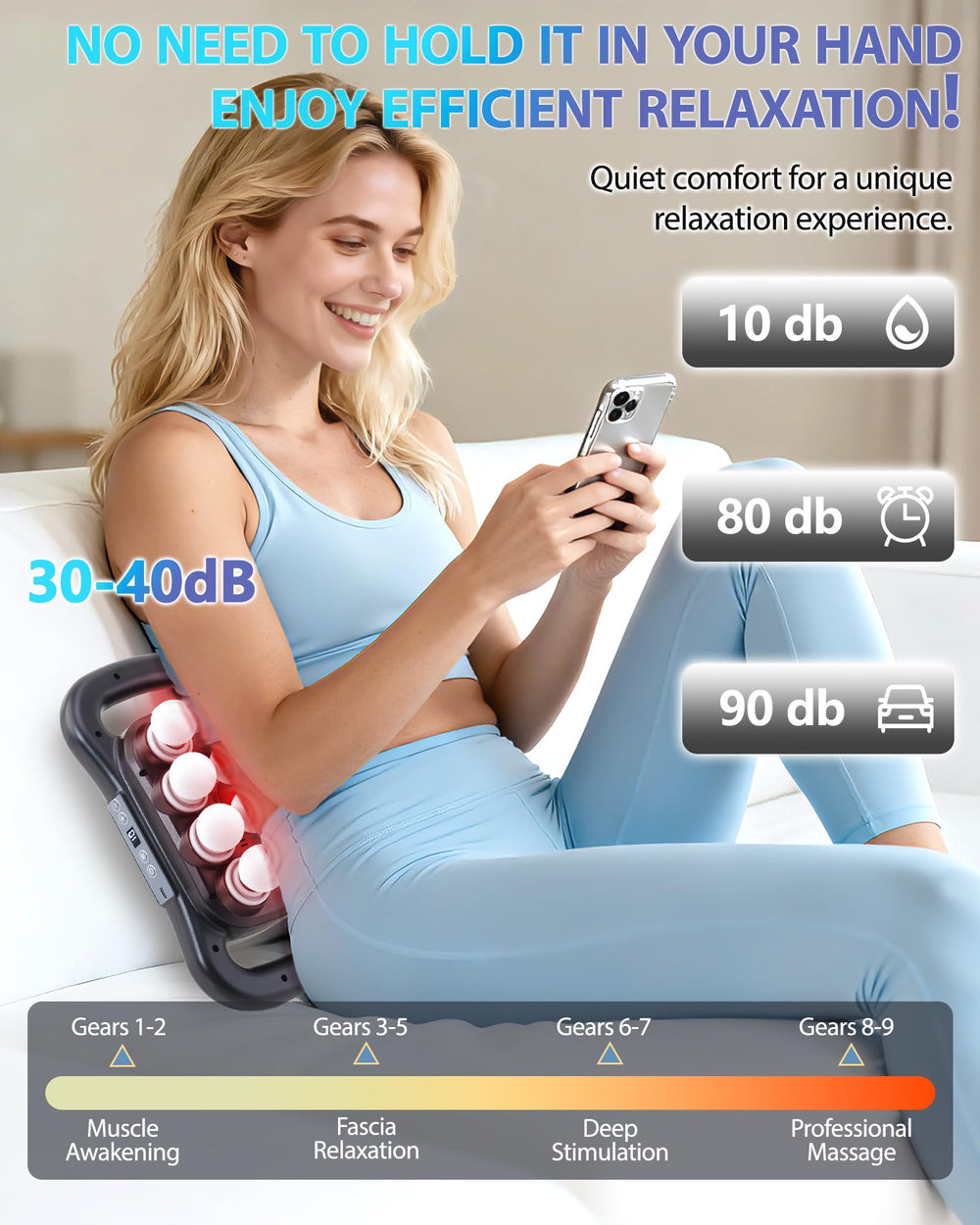 UFFAE massage gun on calf muscle showing recovery use and relief