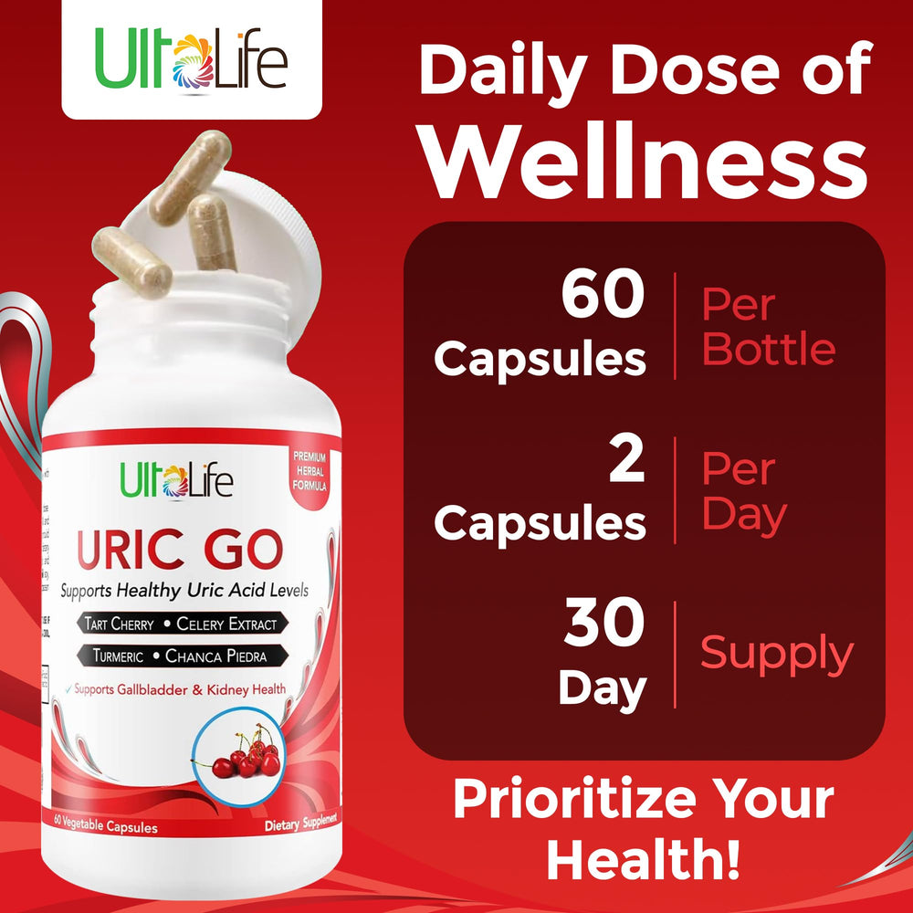 ULTALIFE Uric GO Chanca Piedra branch illustration suggests kidney and urinary tract support.
