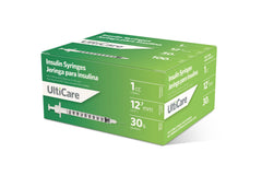 UltiCare U-100 syringes packaging with 100-count box for easy stocking.