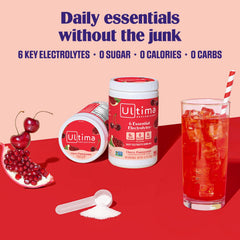 Ultima Replenisher cherry-pomegranate flavor powder for a sugar-free boost