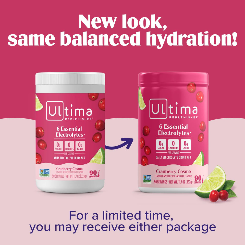 Closeup of Ultima Replenisher ingredients with six electrolytes and zinc