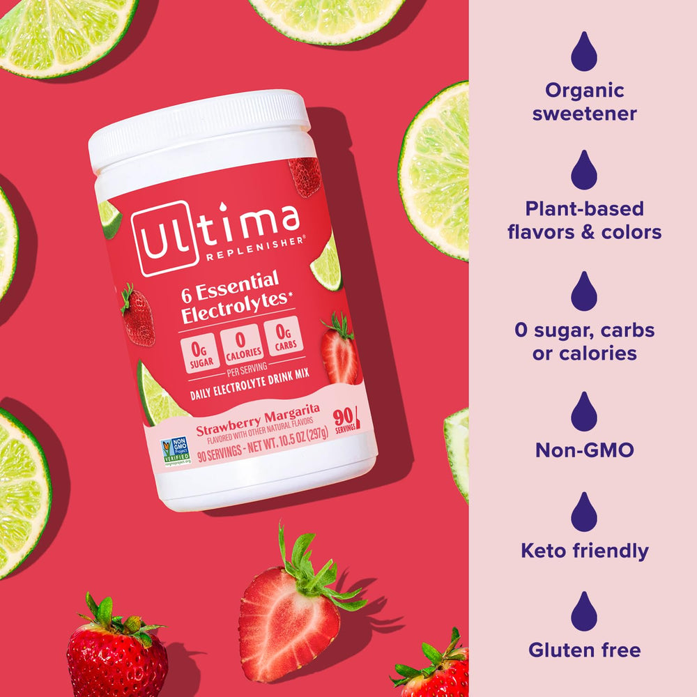 Nutrition chart underscores six electrolytes and vitamins at a glance.