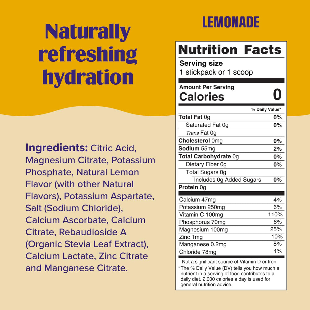 Ultima Replenisher lemonade in a glass with ice for cool hydration