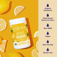 Ultima Replenisher natural flavors label with stevia for naturally sweet taste