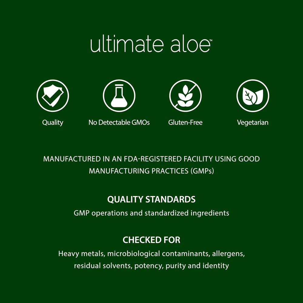 Ultimate Aloe bottle beside fruit for a daily wellness moment.