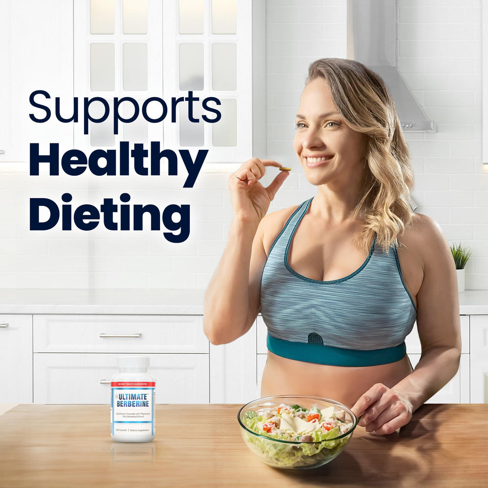Vegan, non-GMO, gluten-free label on Ultimate Berberine Phytosome packaging.
